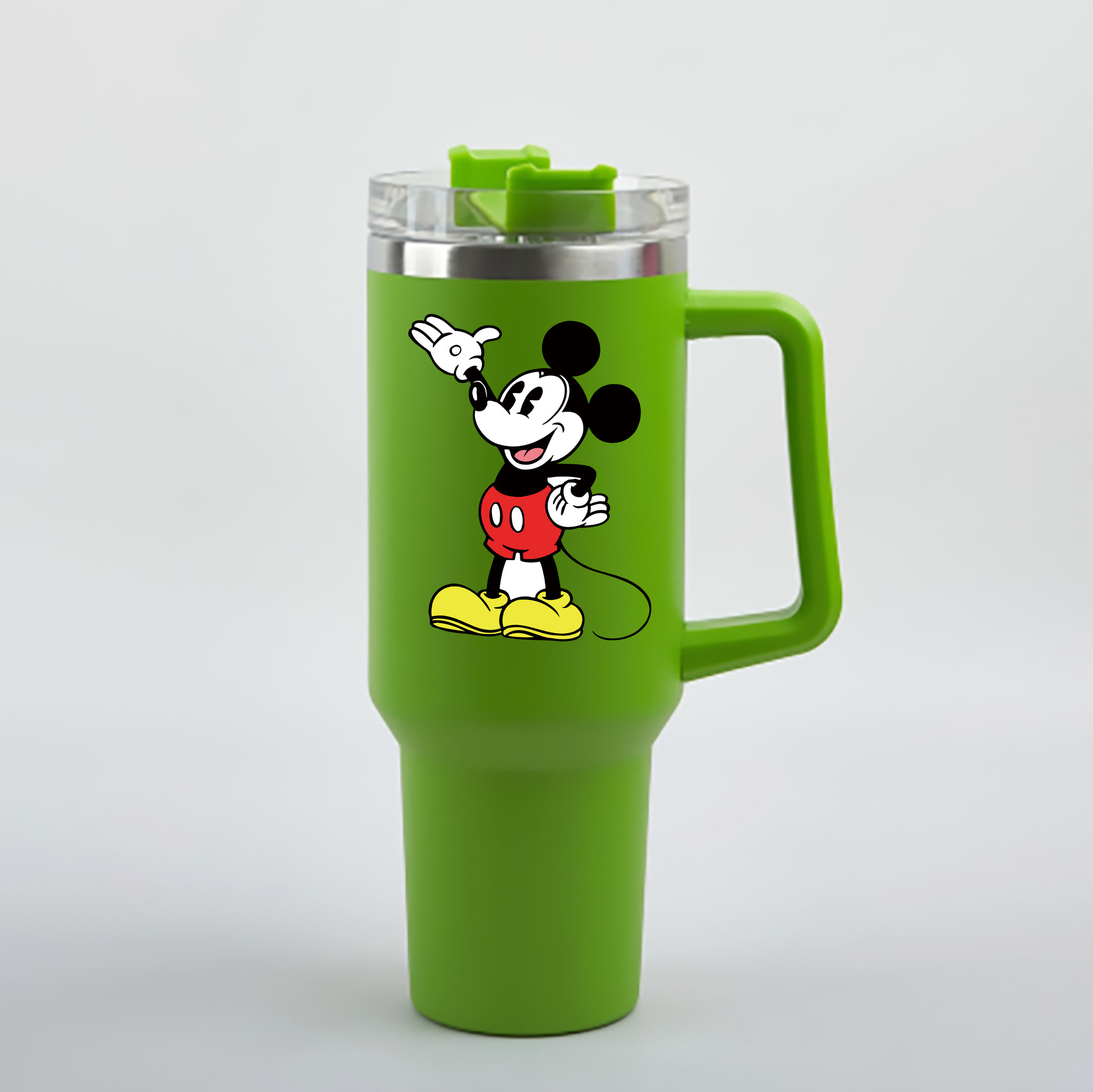 （画像用） ミッキーマウス Mickey Mouse 1200mL車用タンブラー - クリスタルステッカー（プラスチックストロー付き）